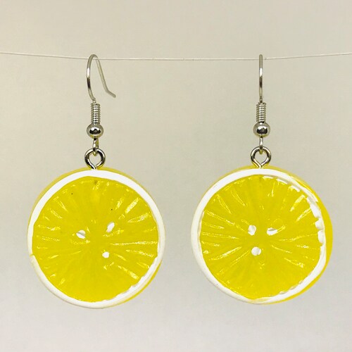 Lemon Lime Earrings Slice of Lemon Earrings Dangle Earrings Etsy