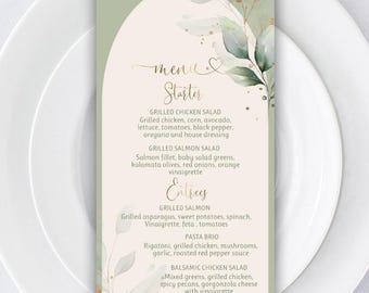 Baby Shower Menu Template Sage Greenery Printable Editable Instant Download 15BB