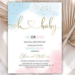 Custom Gender Reveal Invitation, Boy or Girl Gender Reveal Invitation, He or She Gender Reveal Invitation, gr01
