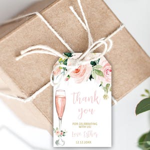 Blush Pink Floral Favor Tags, Thank You Tags, Birthday Thank You Tags, Gift Tags, Party Favors, Printable Template, Instant Download, 01, 1b