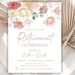 Custom Retirement Invitation, Wildflower Retirement Invitation, Customized Retirement Invitation, Floral Retirement Invitation for Her, 37RI