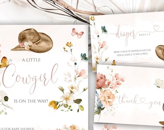 Little Cowgirl Baby Shower Invitation Suite, A Little Cowgirl is on the Way, Country Cowgirl Boots, Western Boots Baby Shower Invite, 29BB