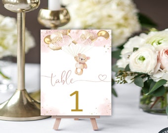 jungle I am sick born Teddy Bear Table Numbers Bear With Balloons Table Number - Etsy
