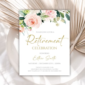 Editable Floral Retirement Party Invitation, Spring Flowers Retirement Invitation, Retirement Party Invitation for Women, 41RI