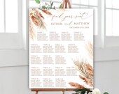 Boho Wedding Seating Chart Template, Seating Chart Wedding Sign, Pampas Dried Flowers Table Seating Chart, Terracotta Wedding, Editable, 18W