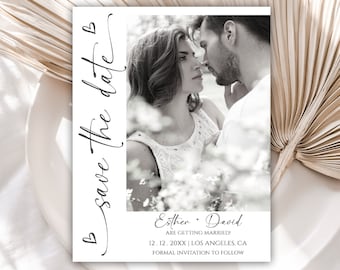 Editable Wedding Save The Date Template, Minimalist Save The Date Cards, Photo Save The Date Digital Download, 29W