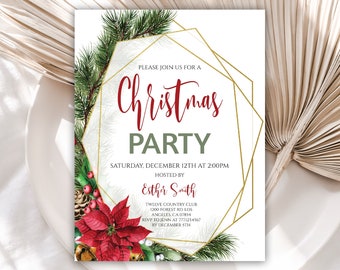 Christmas Party Invitations Digital, Christmas Party Invitations Template, Holiday Party Invitation, Christmas Party Invite, 19C