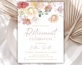 Custom Retirement Invitation, Wildflower Retirement Invitation, Customized Retirement Invitation, Floral Retirement Invitation for Her, 37RI