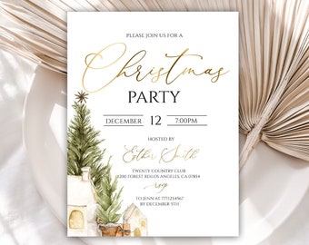 Christmas Party Invitations, Christmas Tree Party Invite, Christmas Invitation Template, Holiday Party Invitation, Digital Download, 15C