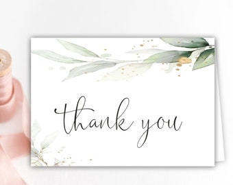 Thank You Cards, Baby Shower Thank You Cards, Printable Thank You Card, Greenery Thank You Card Template, Instant Download, 4B