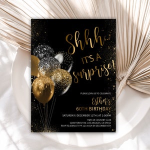 Surprise Birthday Invitation, 60th Birthday Invitations for Women