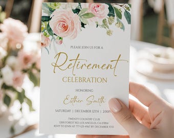 Retirement Invitation Floral Spring Flowers Party Invite for Women Editable Instant Download 41RI