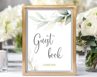 Baby Shower Guestbook Sign, Please Sign Our Guestbook Sign, Greenery Guest Book Sign, Printable Baby Shower Sign, Instant Download, 4B