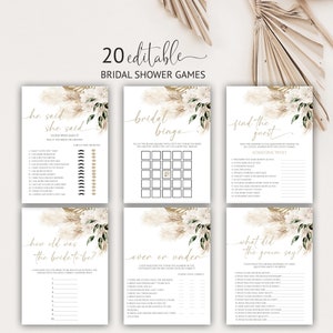 Editable Boho Bridal Shower Games, Floral Bridal Shower Game Bundle, Bohemian Bridal Shower Game Pack, 51BS