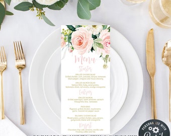 Baby shower menu template printable baby shower menu cards instant download menu cards editable menu cards floral printable menu 01, 1b