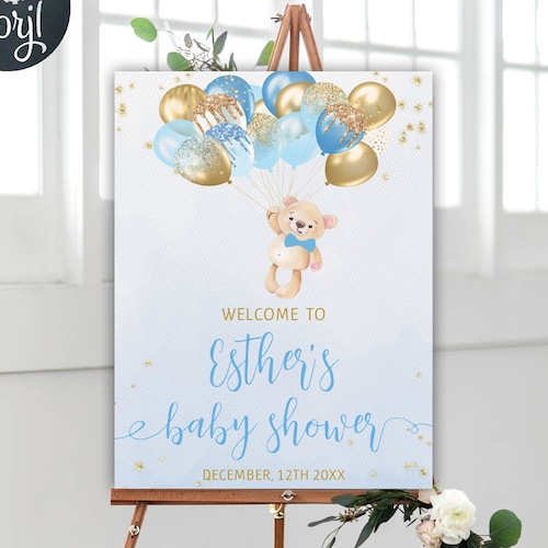 EDITABLE Heaven Sent Gold Boy Baby Shower Welcome Sign - Etsy