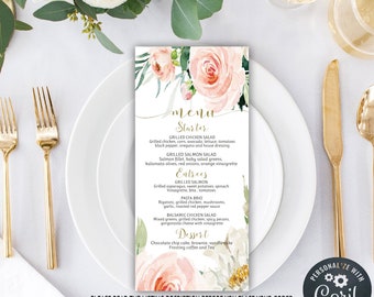 Wedding Menu Card Template, Printable Wedding Menu Cards, Dinner Menu, Wedding Menu, Menu Template, Instant Download 02