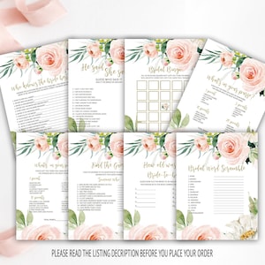 Bridal Shower Games Bundle, Bridal Shower Games Printable, Bridal shower bingo, Floral Bridal Shower Games Set, Instant download 02