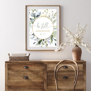 Psalm 46:10 Bible Verse Wall Art Greenery Eucalyptus Be Still And Know Scripture