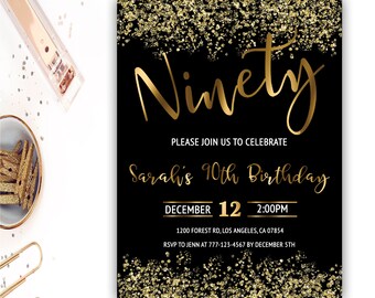 90th birthday invitations etsy
