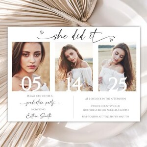 Editable Minimalist Graduation Invitation, Minimalist Graduation Announcement, Modern Minimalist Graduation Announcement Template, 01GI