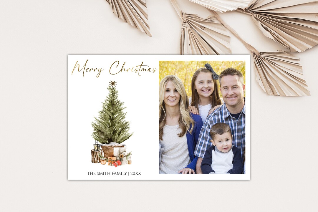 Tree Photo Cards Editable Christmas Photo Card, Christmas Photo Card Template, Christmas ...