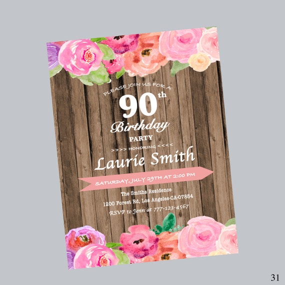 90 Cie Zaproszenie Urodzinowe Kwiatowe Zaproszenie Na Etsy