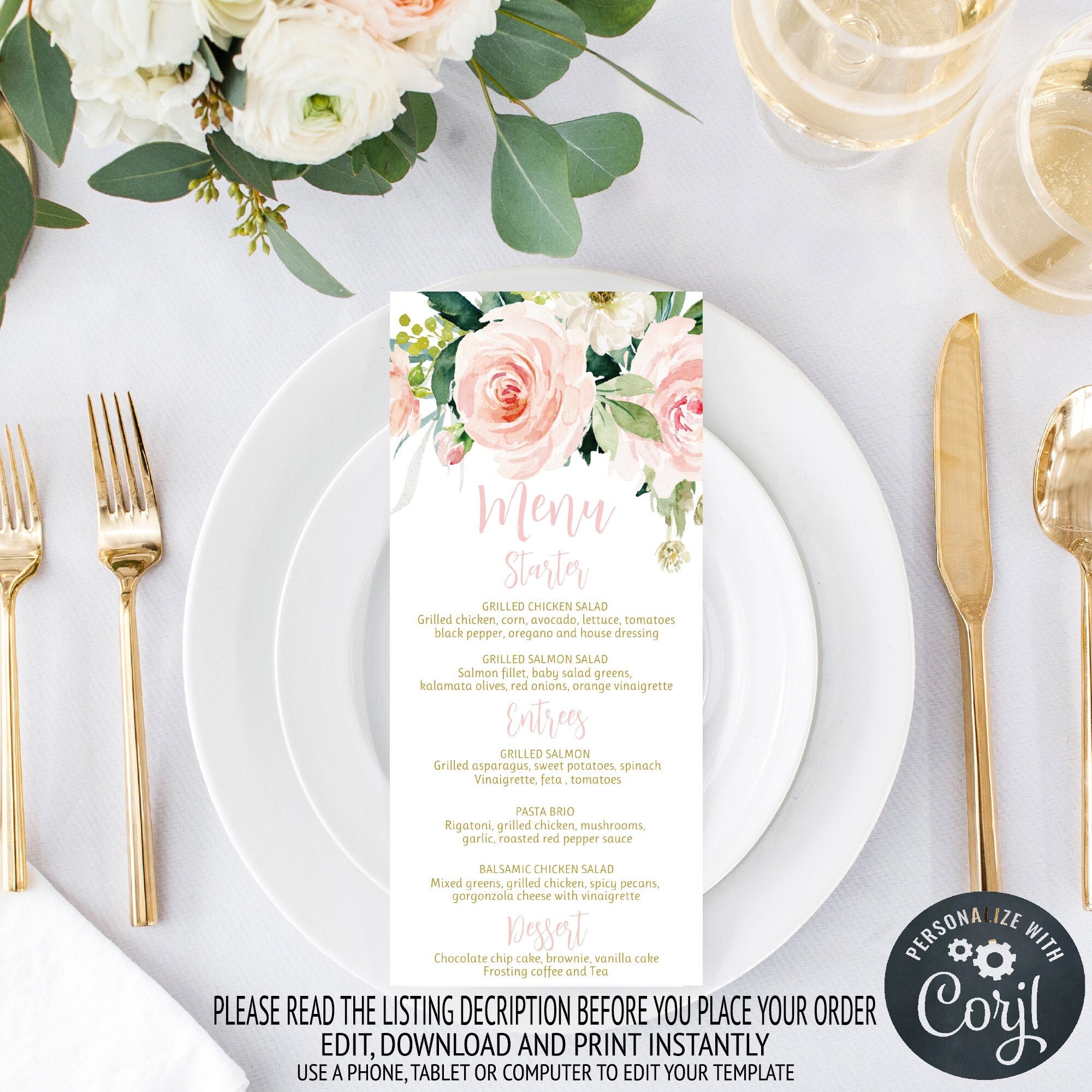 Baby Shower Menu Template Printable Baby Shower Menu Cards Etsy