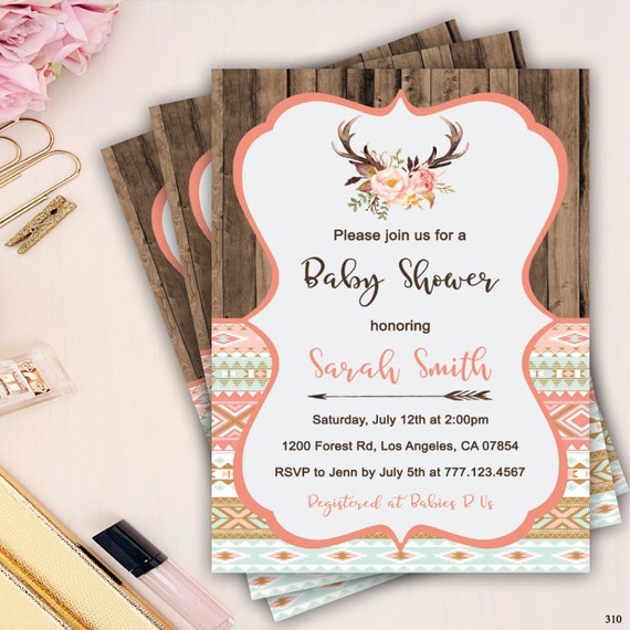 Tribal Baby Shower Invitation Rustic Boho