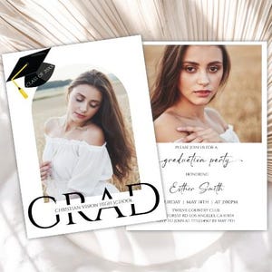 Editable Minimalist Graduation Invitation, Modern Minimalist Graduation Announcement, Minimalist Graduation Announcement Template, 15GI