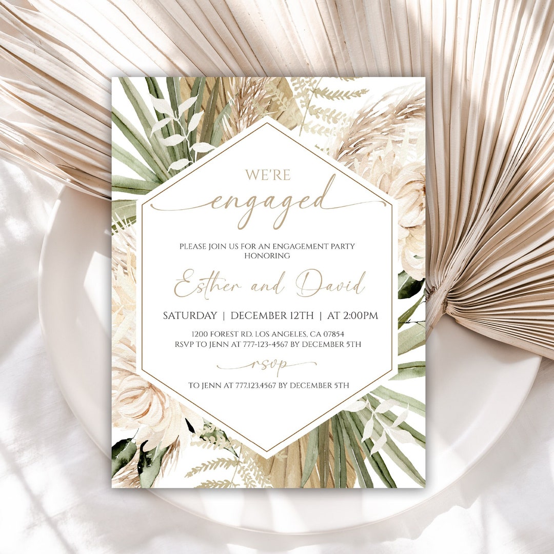 Editable Boho Engagement Party Invitation, Floral Engagement Invitation
