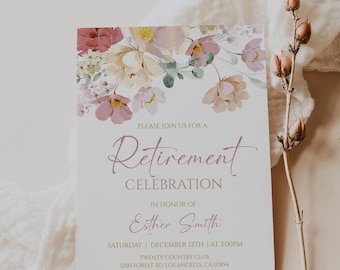 Retirement Invitation for Women Wildflower Floral Party Invite Editable Instant Download 37RI