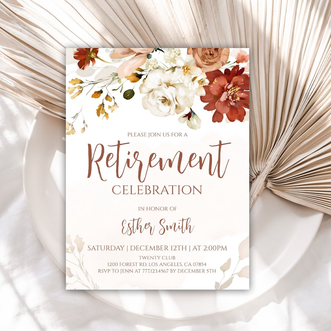 Retirement Invitation for Women, Flower Retirement Party Invitation for