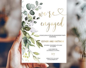 Engagement Invitation Template Eucalyptus Greenery Editable Instant Download