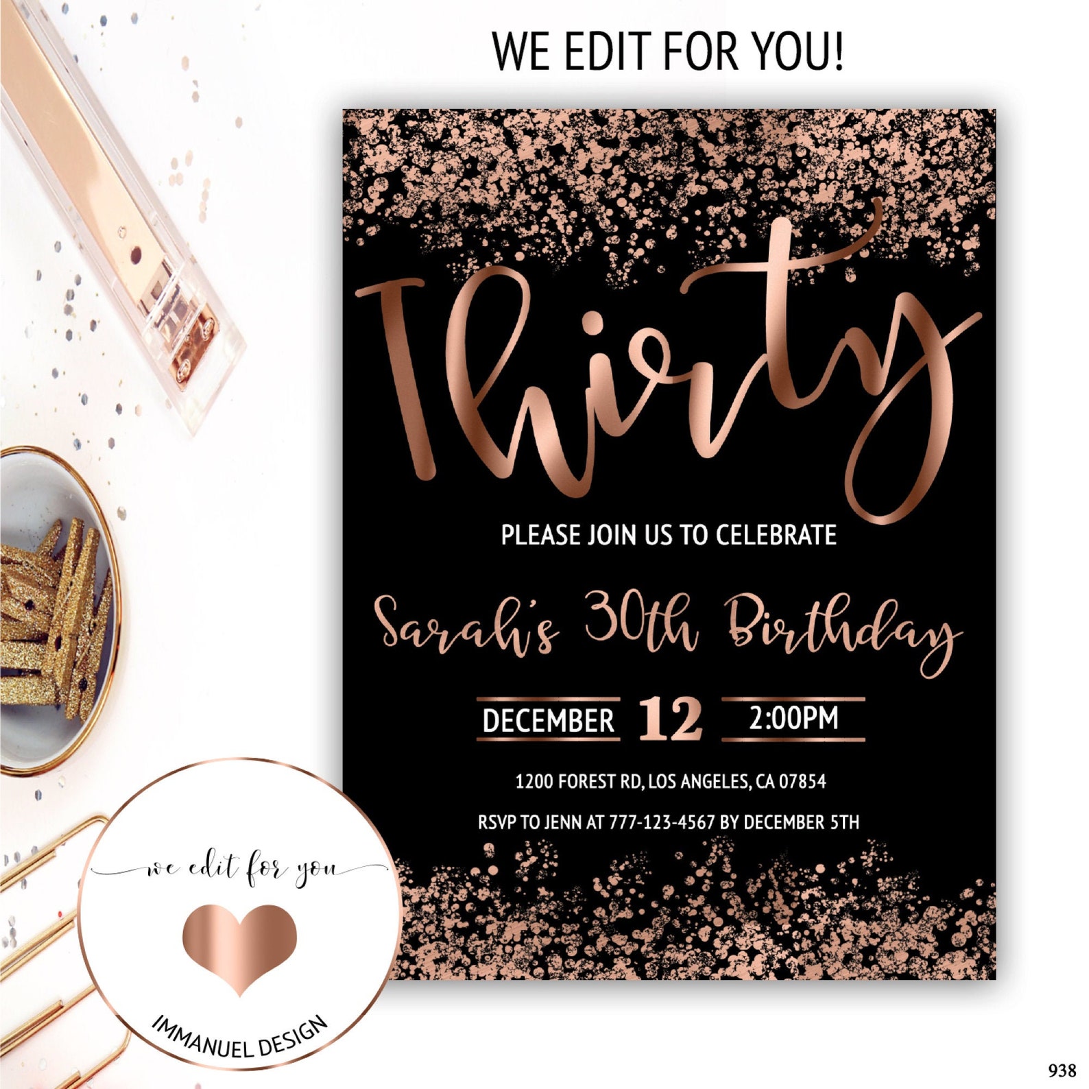 30. Geburtstag Einladung rose gold Geburtstag Einladung 30.  Etsy