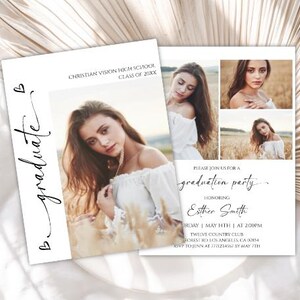Editable Minimalist Graduation Invitation, Modern Minimalist Graduation Announcement, Minimalist Graduation Announcement Template, 69GI