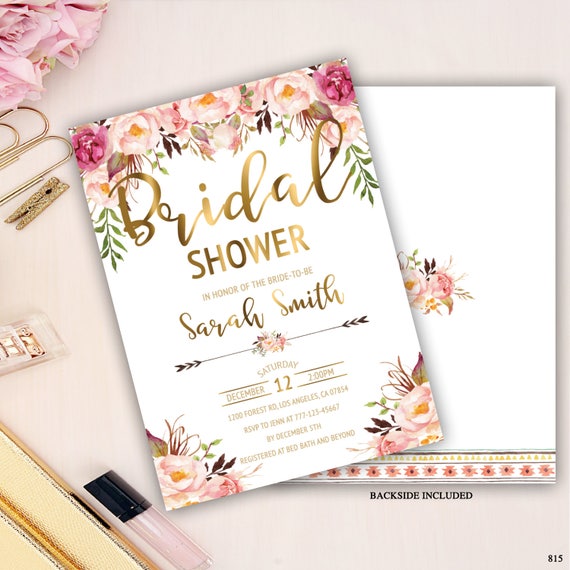 Boho bridal shower invitation rustic floral bohemian invite | Etsy