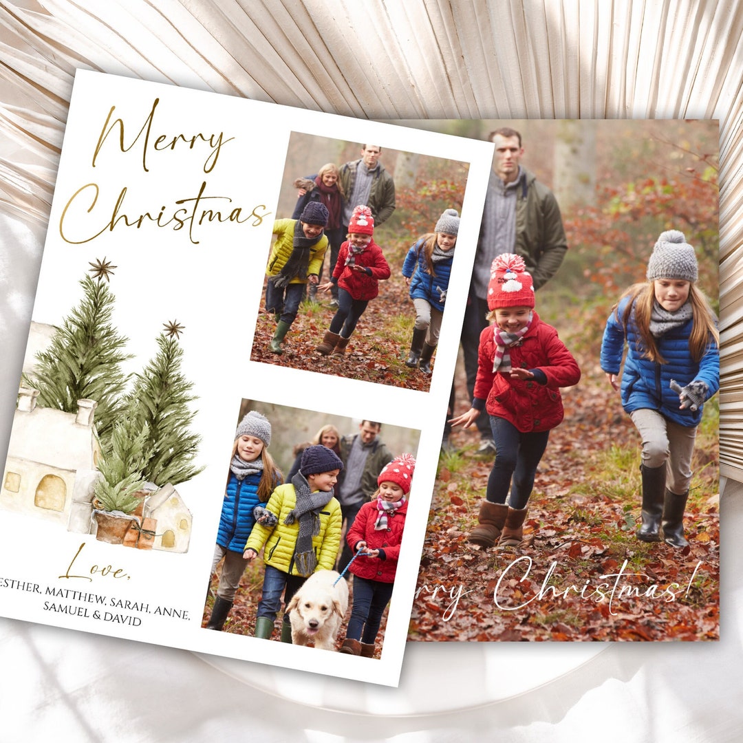 Editable Christmas Photo Card Christmas Tree Photo Collage Etsy