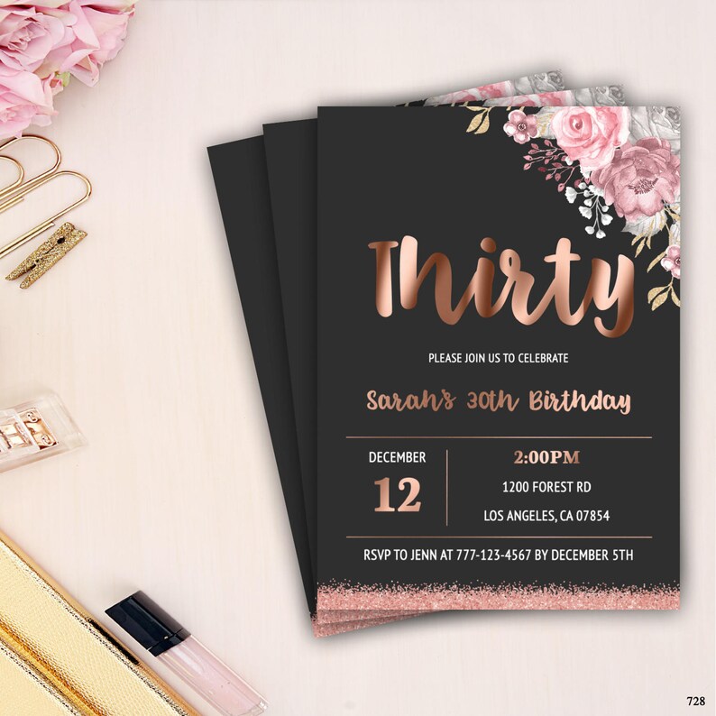 30th Birthday Party Invitation For Women Milestone Birthday Etsy