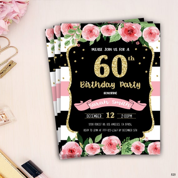 Floreale 60esimo Compleanno Invito Invito Compleanno Floreale Etsy