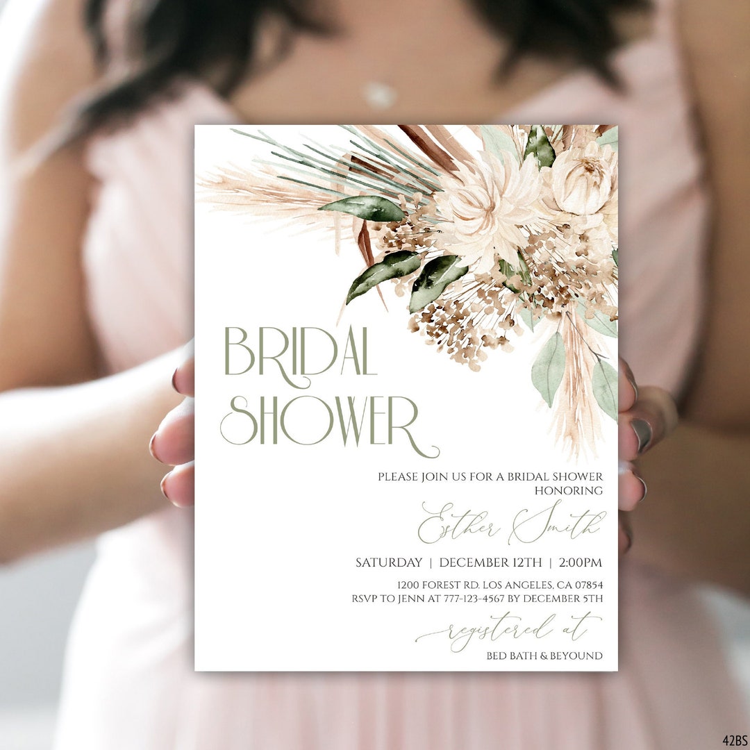 Boho Bridal Shower Invitation, Bohemian Bridal Shower Invite, Editable ...