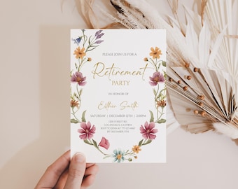 Retirement Invitation Wildflower Party Invite for Women Editable Instant Download 05RI