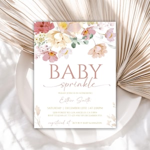 Editable Wildflower Baby Sprinkle Invitation, Floral Baby Sprinkle Invite, Spring Flowers Baby Sprinkle Invitation Template, 65BB