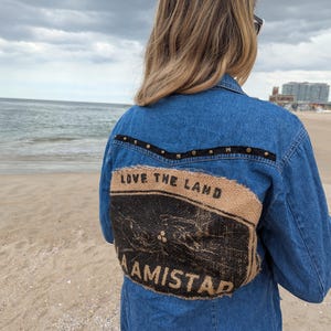 Upcycled Burlap Denim Jacket