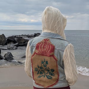 Upcycled Burlap Denim Jacket