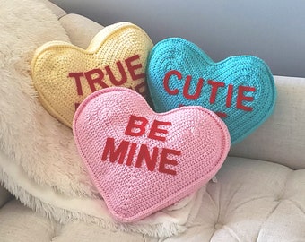 conversation heart pillow