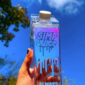 Simp Juice 500ml ミルクカートンウォーターボトル + 送料無料 // 学校、職場、ジム、自宅用のかわいい旅行用アクリルボトル