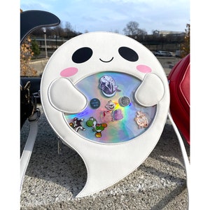 White Ghost Halloween Ita Bag // Vegan Leather Enamel Pin Bag