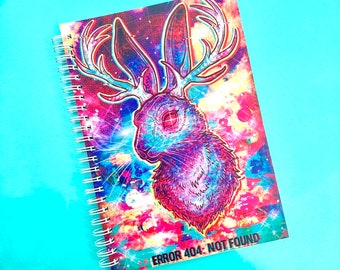 A5 Jackalope Error 404 Glitch Reusable Sticker Book // Washi Tape + Car Peeker Vinyl Stickers