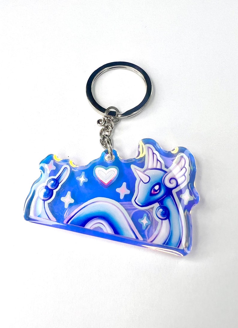 Dragonair Pokemon Acrylic Charm Iridescent Keychain Elegant Pokemon Gamer Gift Accessories for Keys/ Ita Bag/ Backpack image 2